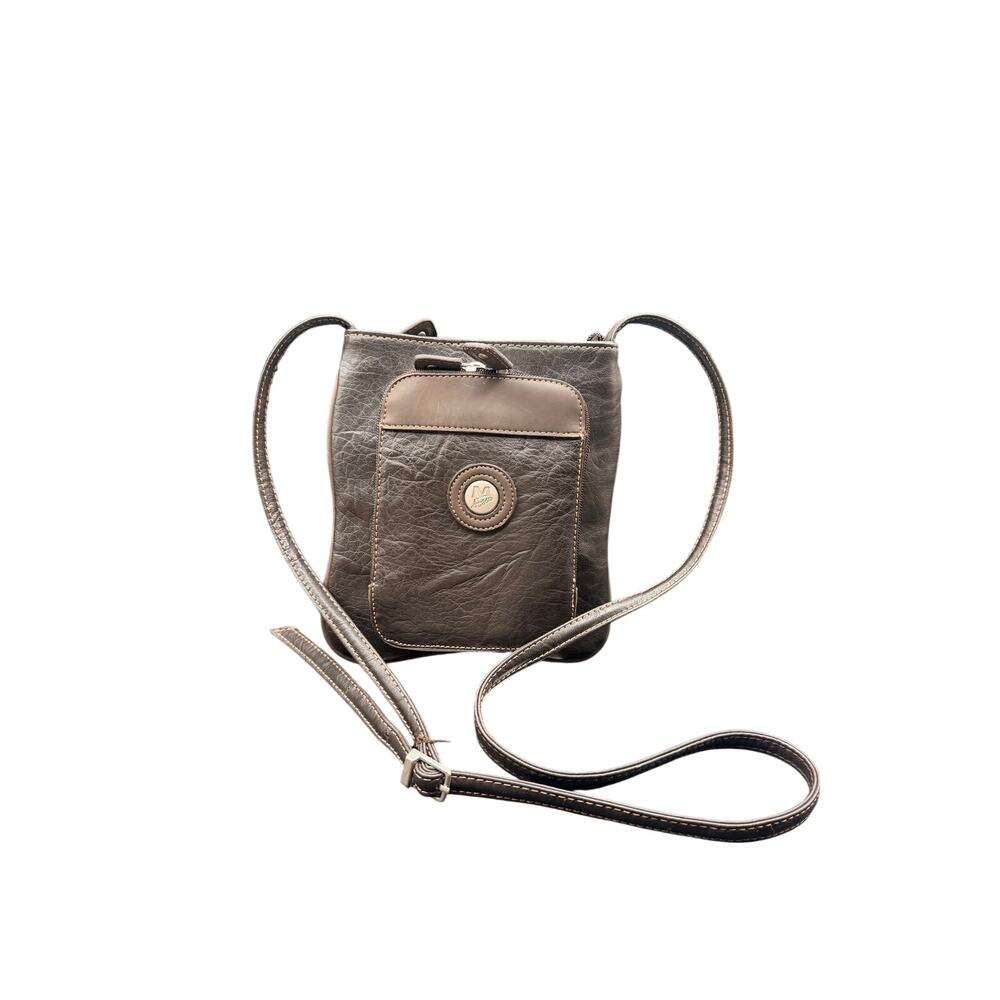 Mouflon Brown Leather Crossbody Bag Small Organizer Travel Purse